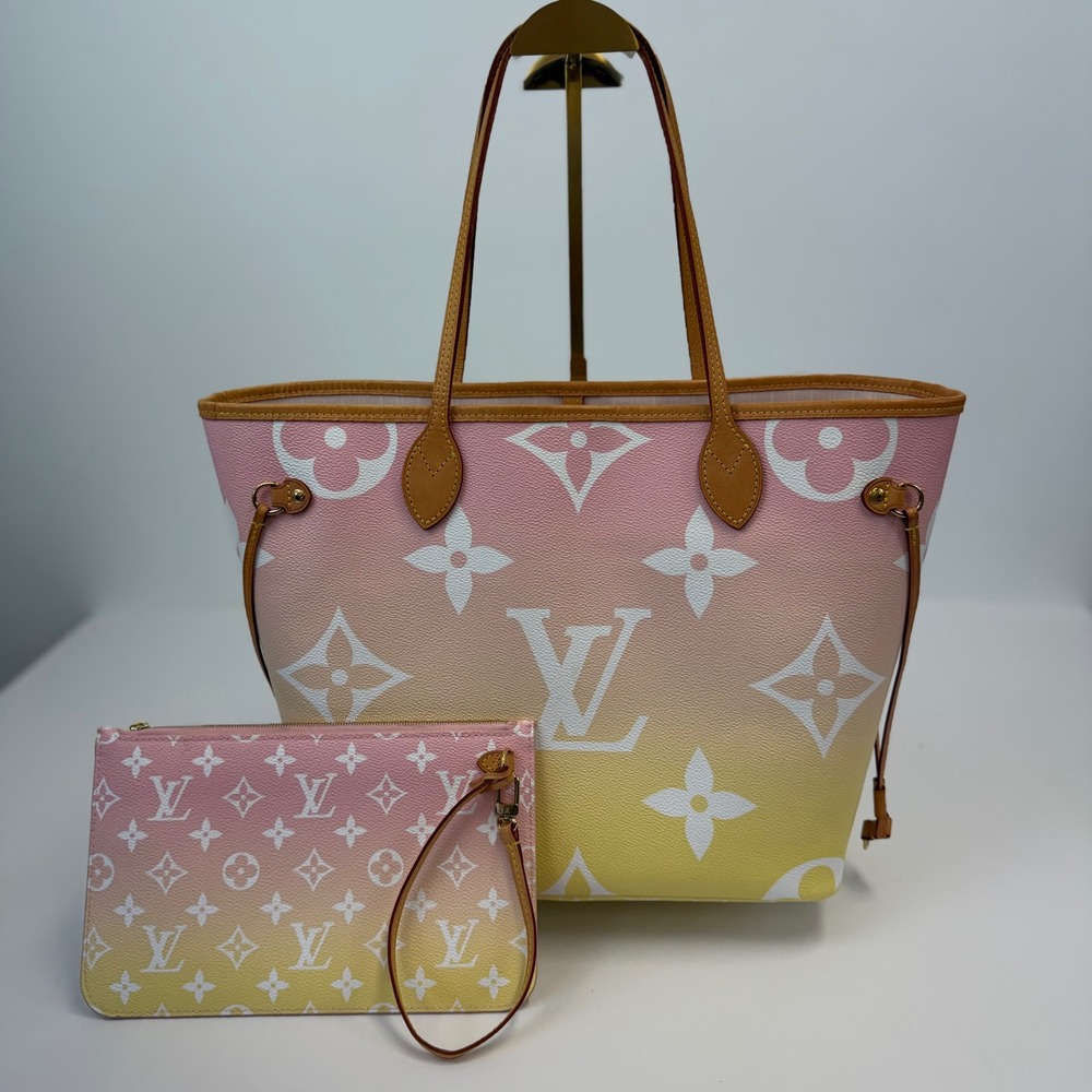 Louis Vuitton Neverfull MM By The Pool Monogram Giant Pink Yellow Gradient Tote